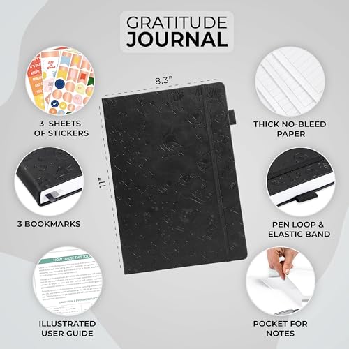 Clever Fox Gratitude Journal Large – Happiness, Positivity & Affirmation Journal – Inspirational Daily Notebook, 3 Months, 8.3x11” (Black) - color: Black, size: A4 (8.5" x 11")