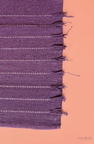 Cotton Yoga Mat Rug, Handwoven Non-Slip Yoga Carpet for Home Workout & Meditation, Washable Foldable Fitness Mat, Purple, 24 x 72 Inch