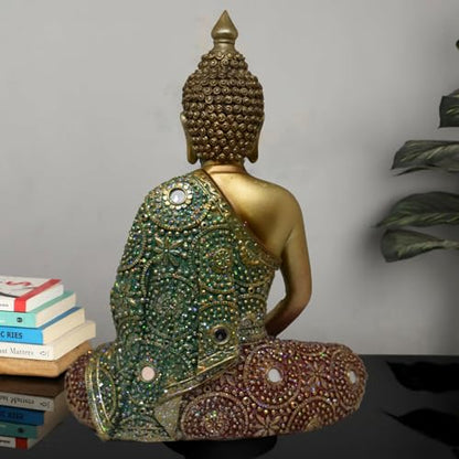 Meditating Zen Sitting Thai Buddha Statue Figurines Sculpture Praying Collectibles for Home Decor Room Office Indoor/Outdoor Garden Spiritual Gifts (10 Inch) - size: 10 Inch