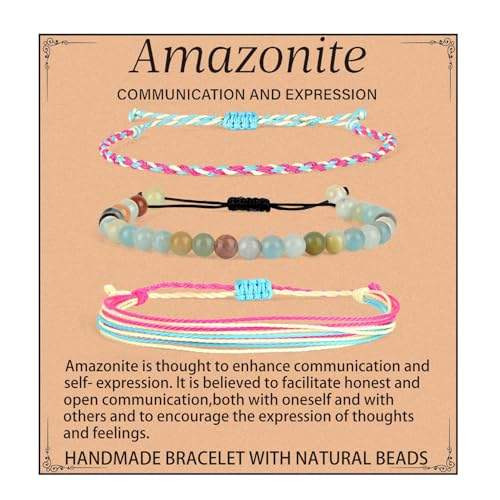 QOGIR Handmade Healing Bracelet,6mm Natural Gem Stone Bracelet rope bracelet - color: Amazonite(Communication and Expression), size: 6mm