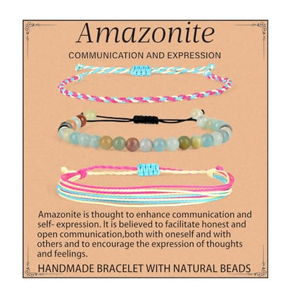 QOGIR Handmade Healing Bracelet,6mm Natural Gem Stone Bracelet rope bracelet - color: Amazonite(Communication and Expression), size: 6mm