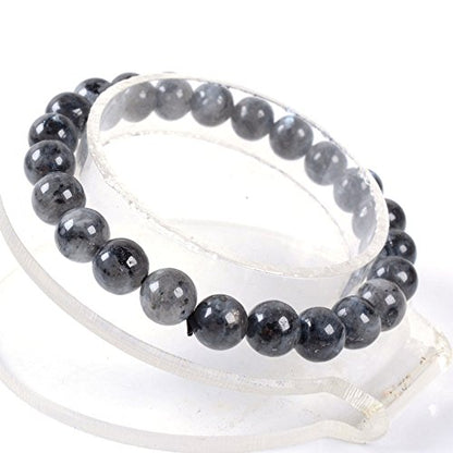 Justinstones 8mm Round Beads Stretch Bracelet 7 Inch Unisex - color: Larvikite