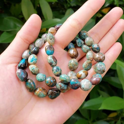 Adabele 1pc Natural Stretch Gemstone Bracelet 7mm-10mm Free Form Bead 7 Inch 7.5 Inch Healing Crystal Engergy Quartz Chakra Jewelry Women Birthday Gift - color: Chrysocolla, size: 7 Inch (bead size 7-10mm)