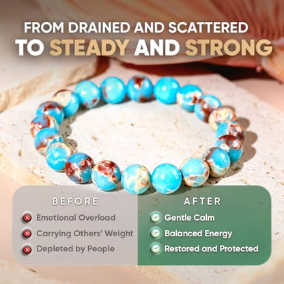 Conscious Items Protection Bracelets for Women & Men, Healing Crystal Bracelet with Natural Stones for Energy Shielding, Grounding, Stress, & Negative Energy Protection - style: Empath's Shield