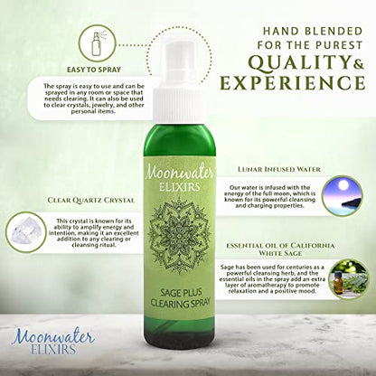 Reiki-Charged White Sage Mist for Aura Renewal & Energy Purification, Crystal-Infused Room Aromatherapy Spray with Clear Quartz for Meditation, Relaxation, Spiritual Balance & Home Harmony – 8oz - size: 8 Fl Oz (Pack of 1)