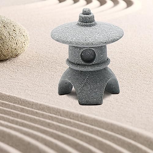 Hoypeyfiy Mini Buddha Statue Set with Stone Lantern, Zen Garden Accessories Sitting Buddha Figurine for Home Decor, Patio Yard Garden, Terrarium, Micro Landscape Decoration
