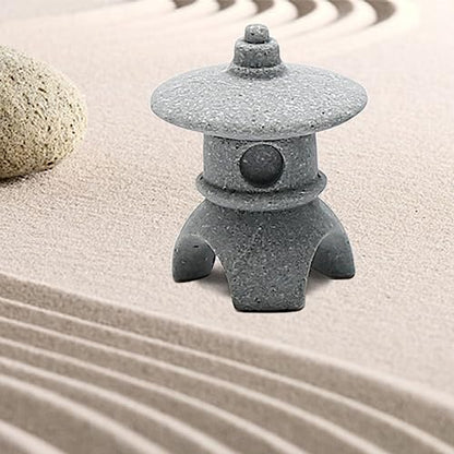 Hoypeyfiy Mini Buddha Statue Set with Stone Lantern, Zen Garden Accessories Sitting Buddha Figurine for Home Decor, Patio Yard Garden, Terrarium, Micro Landscape Decoration