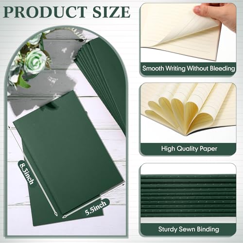 Sabary 72 Pack Kraft Paper Notebook Journals 5.5 Inch x 8.3 Inch A5 Notebook in Bulk Softcover Ruled for Writing Sketch Travel Journal with 60 Pages 30 Sheets(Dark Green,Line) - color: Dark Green, style: Line