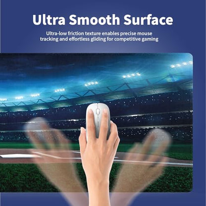 Extra Large Gaming & Office Mouse Pad (31.5" x 11.8") with Durable Stitched Edges – Professional Baseball Field at Night Vibrant Playground Stadium League Theme Print, Anti-Slip XXL Desk Mat - color: Baseball Field