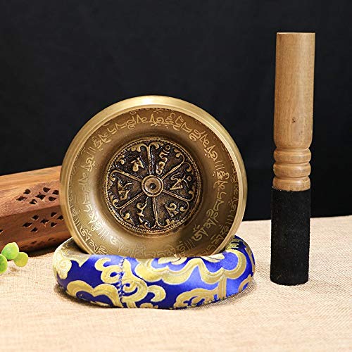 Singing Bowl Set Mindfulness Mantra Yoga with Mallet Gift Ornament Home Meditation Nepal