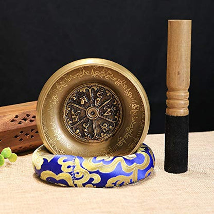 Singing Bowl Set Mindfulness Mantra Yoga with Mallet Gift Ornament Home Meditation Nepal