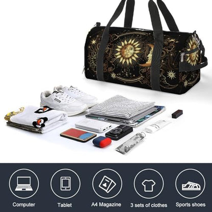 Sun Crescent Moon Stars Astrology Tarot Cards Large Capacity Portable Fitness Bag, Easy to Carry - color: Sun Crescent moon stars astrology tarot cards