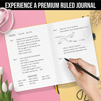 Lined Journal Notebook for writing | Ruled 200 pages, 120gsm Thick Paper with Sticky Notes,pen loop, elastic band, leather hard cover | Scribbles That Matter A5 journals for writing, 5.75x8.2 inches