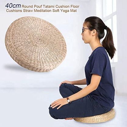 Dioche Meditation Pillow – 40cm Round Pouf Tatami Cushion, Floor Cushion for Yoga, Meditation, Home, Dining, Outdoor & Garden Decor