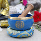 Flower Of Life Singing Bowl Complete Set ~ For Meditation, Yoga, Spiritual Healing and Mindfulness (Blue) - color: Blue