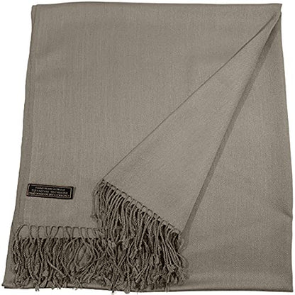 CJ Apparel Solid Color Tassels Design Nepalese Shawl Scarf Wrap Stole Throw Head Wrap Pashmina Gift Hand Made in Nepal New - color: Beige An1006