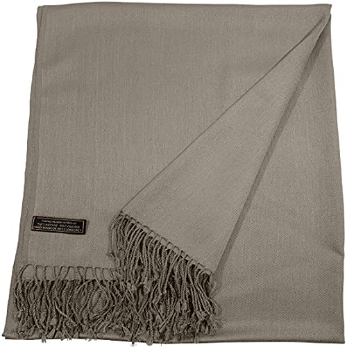 CJ Apparel Solid Color Tassels Design Nepalese Shawl Scarf Wrap Stole Throw Head Wrap Pashmina Gift Hand Made in Nepal New - color: Light French Beige