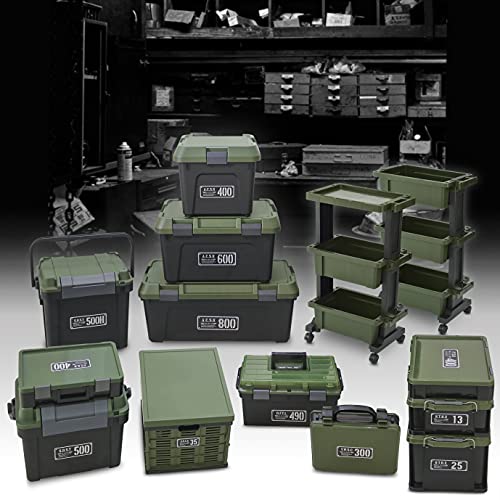 アステージ JEJ Astage Storage Box [X Series NT Box #25], Black Green, Disaster Prevention, Width 11.6 x Depth 17.3 x Height 10.2 inches (29.5 x 44 x 26 cm), Made in Japan, Stacked