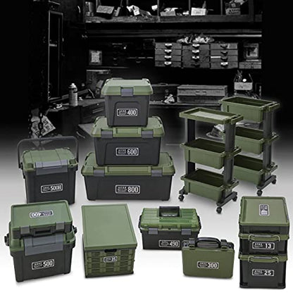 アステージ JEJ Astage Storage Box [X Series NT Box #25], Black Green, Disaster Prevention, Width 11.6 x Depth 17.3 x Height 10.2 inches (29.5 x 44 x 26 cm), Made in Japan, Stacked