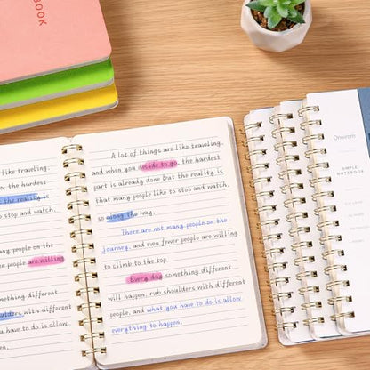 Oneirom Spiral Notebook-6.10" x 8.19" College Ruled Journal with Inner Pockets and 160 Pages,PU Leather Cover Business Journal, Twin-Wire Binding Notebook Perfect for Office & Home School Supplies : Office Products