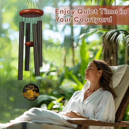 Personalized Farmer Memorial Wind Chime – “Farming The Fields of Heaven” Custom Name & Years – White Engraved Outdoor Sympathy Gift for Loss of Loved One – Rustic Farm Tribute Windchime - size: FarmWC 1