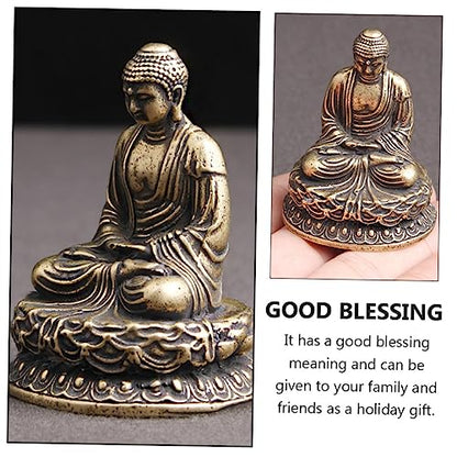 Cabilock Mini Zen Buddha Statue Antique Meditation Ornament for Decor Tranquil Temple Sculpture for Relaxation Zen Aesthetic for Family Friends