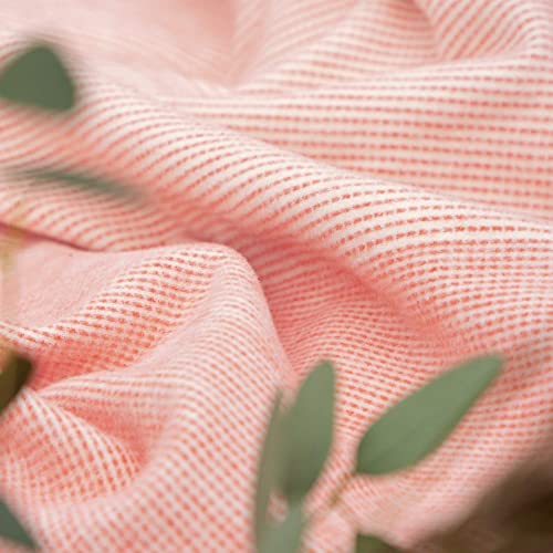 IBENA Salerno 100% Organic Cotton Cuddly Soft Jacquard Woven Ombre Throw Blanket (Salmon) - color: Orange