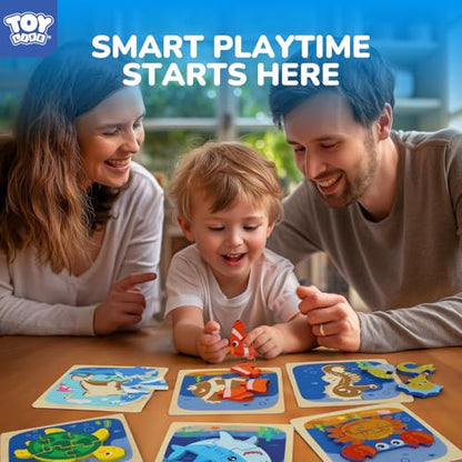 TOY Life Wooden Puzzles for Toddlers 2-4, Sea Animals Puzzles for Toddlers 1-3, Wood Puzzles Educational Montessori Toys Gifts for 1 2 3 Year Old, Baby Kids Learning Toy - style: 6PCS
