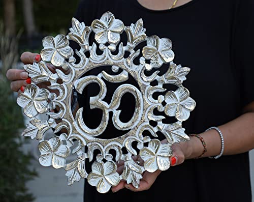 DharmaObjects Handcrafted Wooden Om Wall Decor Hanging Art (OM GOLD) - color: OM GOLD