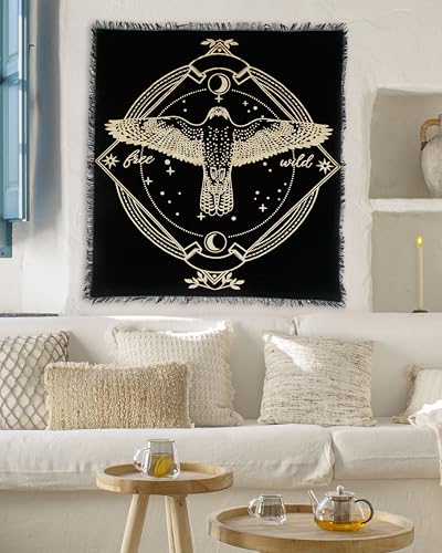 Indian Consigners Altar Cloth Golden Lucky Free Wild Owl Witchcraft Alter Tarot Spread Top Cloth Wicca Square Spiritual 18 by 18 Sacred(Golden Owl) - color: Golden Owl