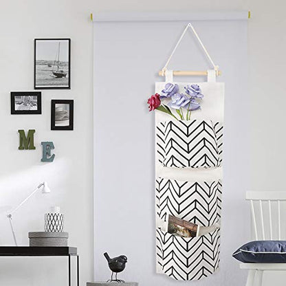 Cotton Linen Hanging Wall with 3 Pockets for Entryway, Bedroom, and Dorm Room Storage – Space-Saving Solution for Keys, Phones, and Daily Essentials