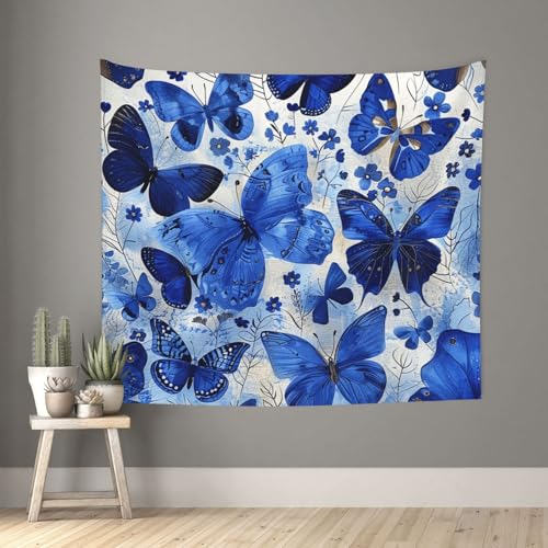 acvKGHW Blue Butterflies Printed Indoor Decorative Wall Tapestry 60x51in - Soft Polyester Decorative Blanket for Home & Dorm Decor - color: Blue Butterflies