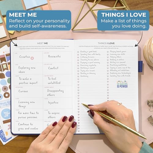 Clever Fox Happiness Notebook – Daily Positivity Journal for Women with Prompts & Positive Quotes – Affirmation & Self Esteem Gifts (Mystic Blue) - color: Mystic Blue