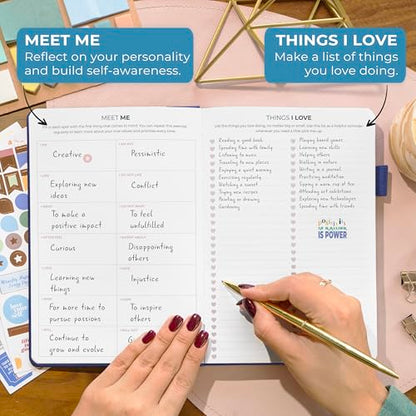 Clever Fox Happiness Notebook – Daily Positivity Journal for Women with Prompts & Positive Quotes – Affirmation & Self Esteem Gifts (Mystic Blue) - color: Mystic Blue