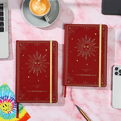Artfan Ruled Notebook/Journal – Premium Thick Paper Faux Leather Classic Writing Notebook with Pocket + Page Dividers Gifts, Banded, Large, 144 Pages, Hard Cover, Lined (5.8 x 8.4) - Red - color: Red2