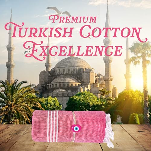 Lina Turkish Beach Towel Peshtemal (38" x 71"), Sand-Free, Large & Quick-Dry, Lightweight Pool Towels for Travel, Soft 100% Turkish Cotton & Pre-Washed, Ideal for Spa or Bath, Fuschia - color: Fuschia