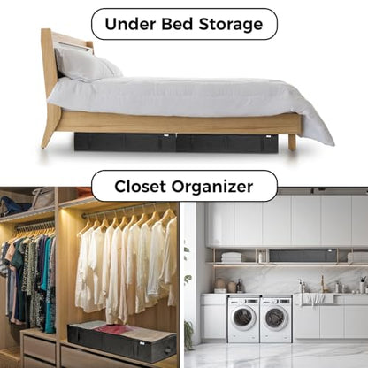 Closet Organizers and Storage - Maximize Space with Under Bed Storage Containers & Clothes Storage - Ideal Closet Organizer, Toy Storage Organizer & Underbed Storage (Black, 4 Pack)