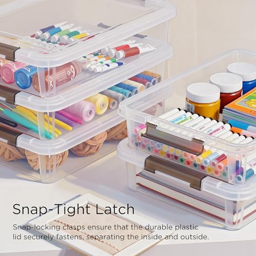 Citylife 20 PCS Plastic Storage Bins with Latching Lids Portable Project Case Clear File Box Stackable Storage Containers for Organizing A4 Paper, Photo, Document, Scrapbook - size: 5QT, style: 20 PCS