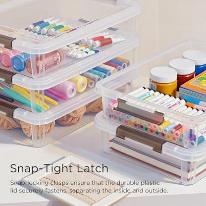 Citylife 20 PCS Plastic Storage Bins with Latching Lids Portable Project Case Clear File Box Stackable Storage Containers for Organizing A4 Paper, Photo, Document, Scrapbook - size: 5QT, style: 20 PCS