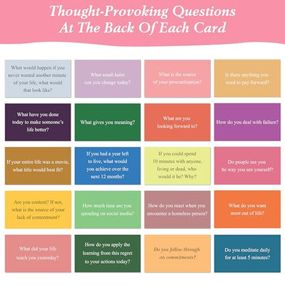 100 Positive Affirmations Cards for Women With Thought Provoking Questions on the Back, Inspirational Daily Affirmation Card for Women Self Care and Meditation, Unique Motivational Gift