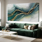ZENPEE Gold and Green Modern Wall Art, Simple Abstract Canvas Prints, Wall Hangings & Posters for Living Room, Office & Hallway, 29" x 58" - color: Teal & Gold, size: 58"L x 29"W