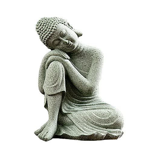 fazhongfa Mini Buddha Statue 4.7 Inch Natural Stone Handmade Buddha Sculptures Creative Zen Garden Aquarium Fish Tank Decorations Home Decor to Friend Family Mom Father as Gift (Contemplate) - style: Contemplate