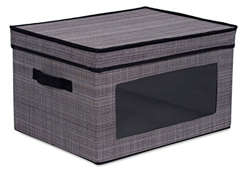 Internet's Best Storage Box with Window - Durable Storage Bin Basket Containers with Lids and Handles - Clothes Nursery Toys Organizer - Grey - color: Grey