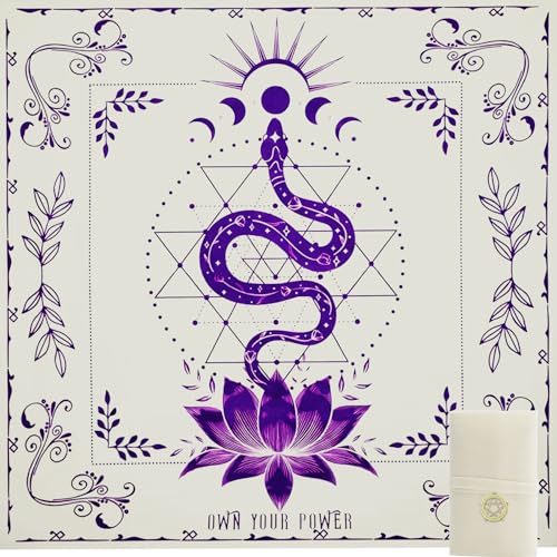 Knana Tarot Altar Cloth Silk Mat for Reading - Witchcraft Accessories with Tarot Card Bag (Purple Snake) - color: Purple Snake