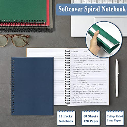 GINMLYDA Small Spiral Notebook 12Pack, 120 College Ruled Lined Pages 5.5 x 8.25 Inches Bulk Spiral Bound A5 Journal Notebooks & Writing Notepads for Work School Home Office Note Taking Journaling