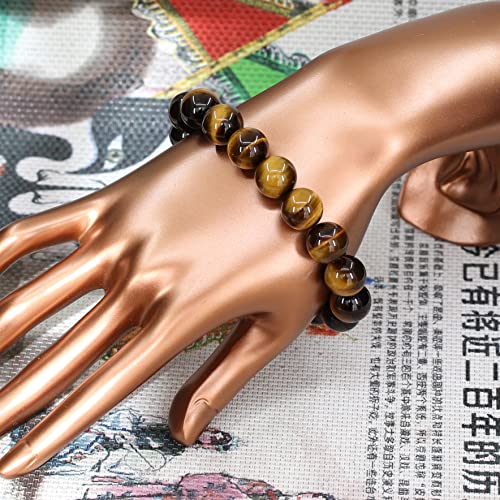 Keleny Semi Precious Stones Natural Gemstones 12mm Round Beads Crystal Stretch Bracelets 7 Inch Unisex - color: AA Grade Golden Tigers Eye