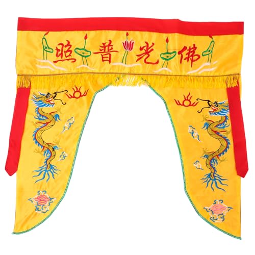 Cabilock Buddhist Temple Embroidered Hanging Curtain Worship Cloth Decorative Buddha Cover for Spiritual Adornment for Meditation Spaces