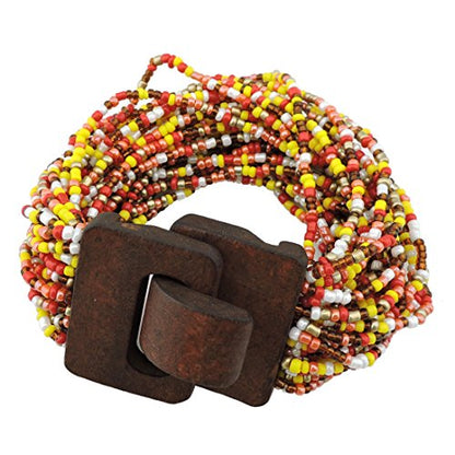 Multi Layers Seed Beads Wide Bangle Strand Bracelet for Women (BR1167)… - color: BR1167-orange yellow