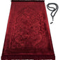 Modefa Luxury Velvet Prayer Rug with Prayer Beads | Soft Elegant Muslim Turkish Janamaz Sajada Carpet for Men and Women | Plain Solid Prayer Mat Ramadan Eid Gift - Paisley (Red) - color: Red
