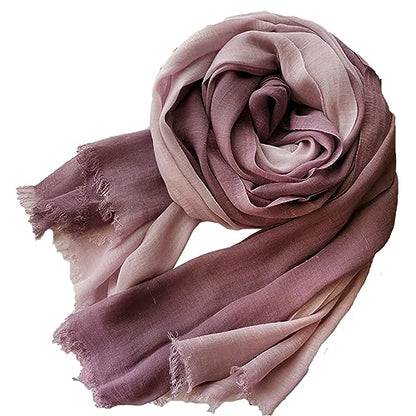 Cotton Linen Fashion Scarf,Gradient Two-tone Four Season Scarf Shawl Beach Gauze,Long Lightweight Travel scarf 75"×35"